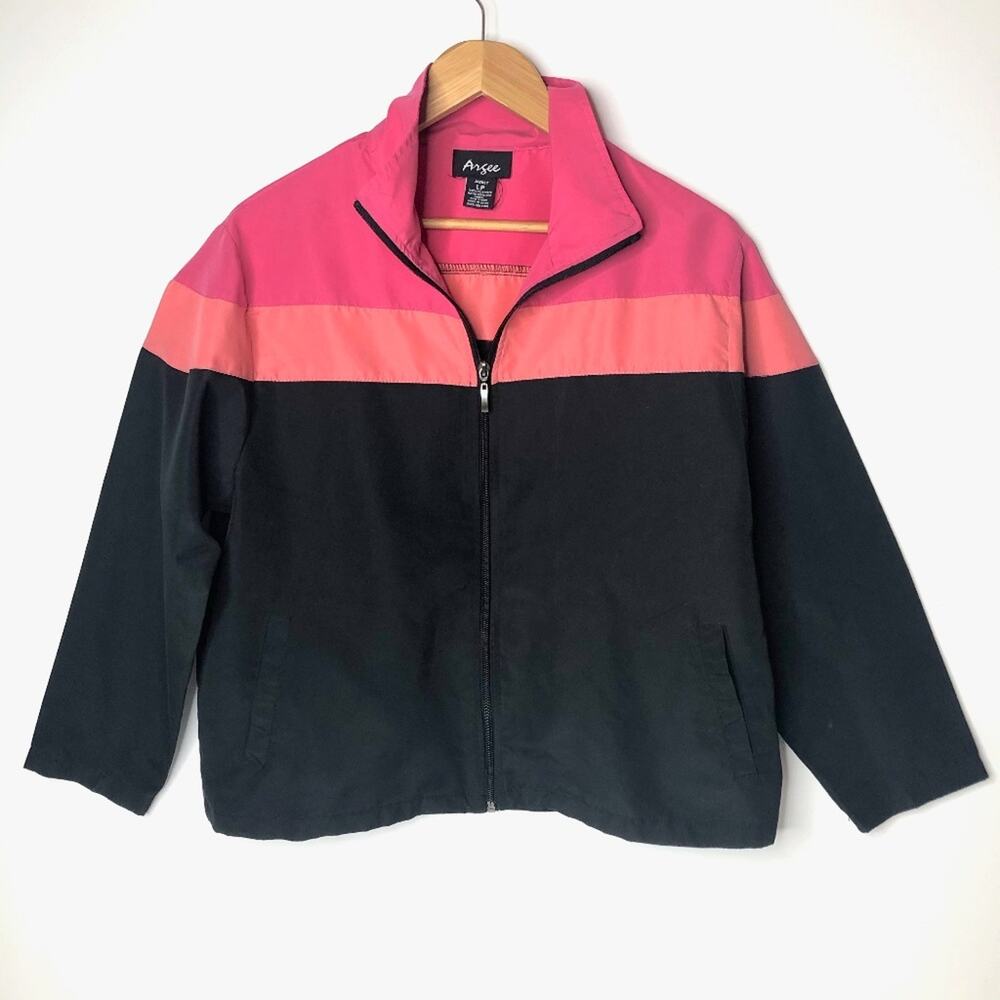 Vintage Angee Black Color Block Windbreaker